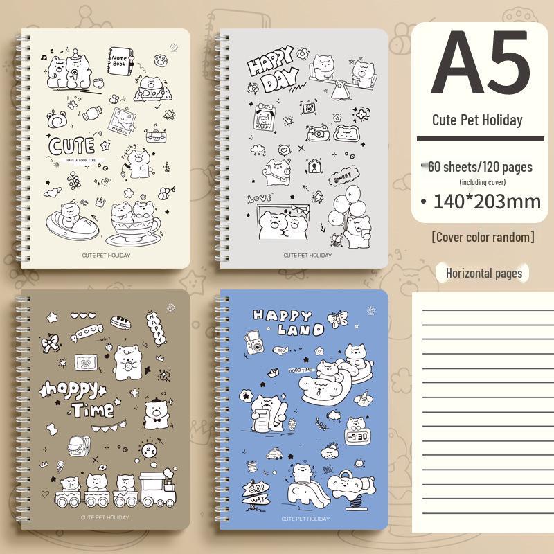 Thickened A5 Cute Coil Notebook - Simple B5 Notepad for Primary School Students, High-Value Loose-Leaf Practice Book
