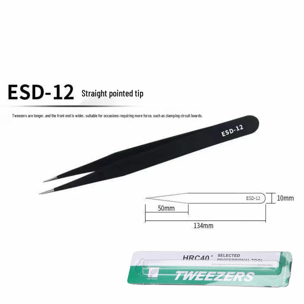 Bent Tip Stainless Steel Precision Tweezers: Fine-Point, Anti-Static Tool for Hair, Acne, Bird's Nest Picking, and Repair.