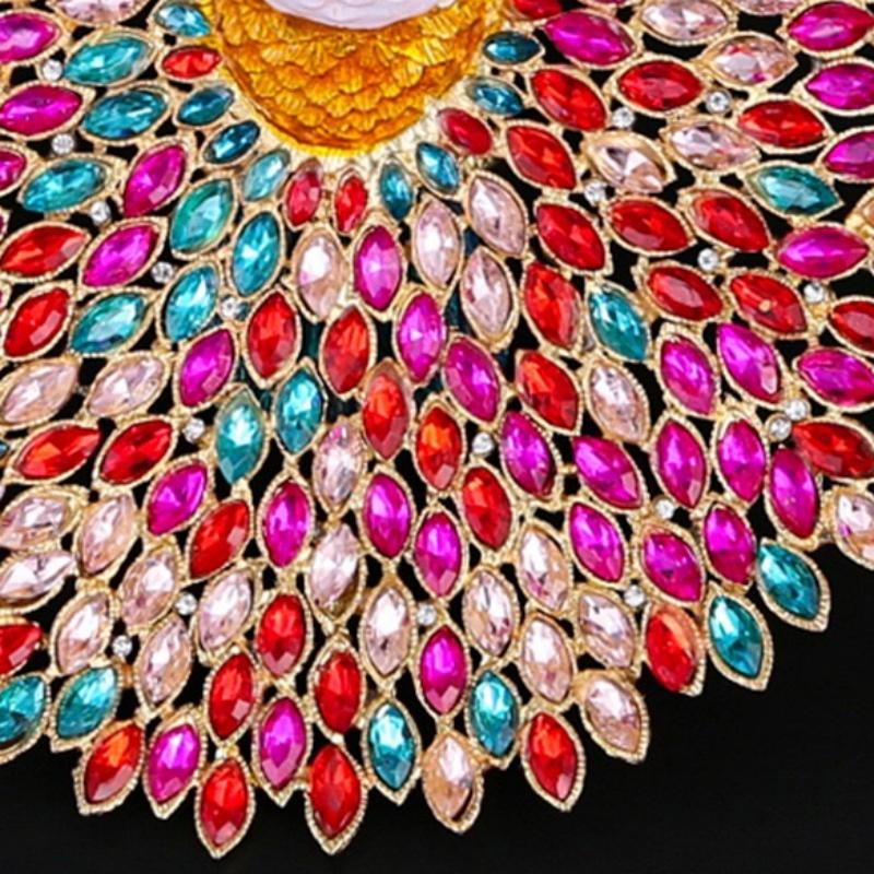 Peacock Shape Jewelry Storage Box Multicolor Inlaid Gem Organizer Exquisite Enameled Alloy Storage Jar Earrings Ring Unique Gift