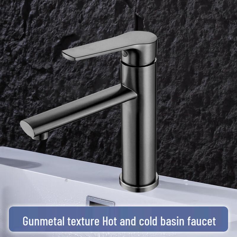 TLXT Gun Grey Bathroom Basin Faucet