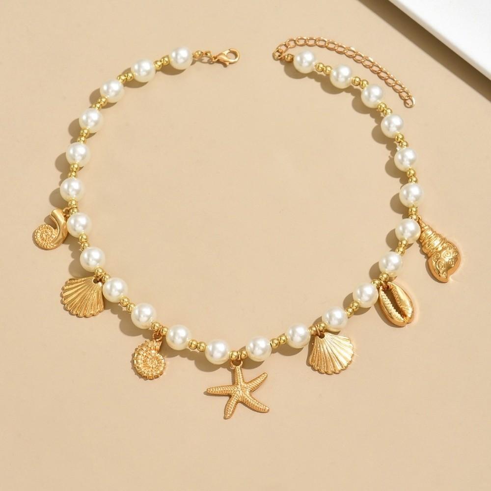 Metal Starfish Shells Necklace Boho Clavicle Chain Fashion Charm Choker