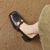 Fashion New Spring/summer Genuine Leather Mary Jane Shoes for Women Fashion Square Toe Shoes High Heels Women Pumps Chunky Heel Black