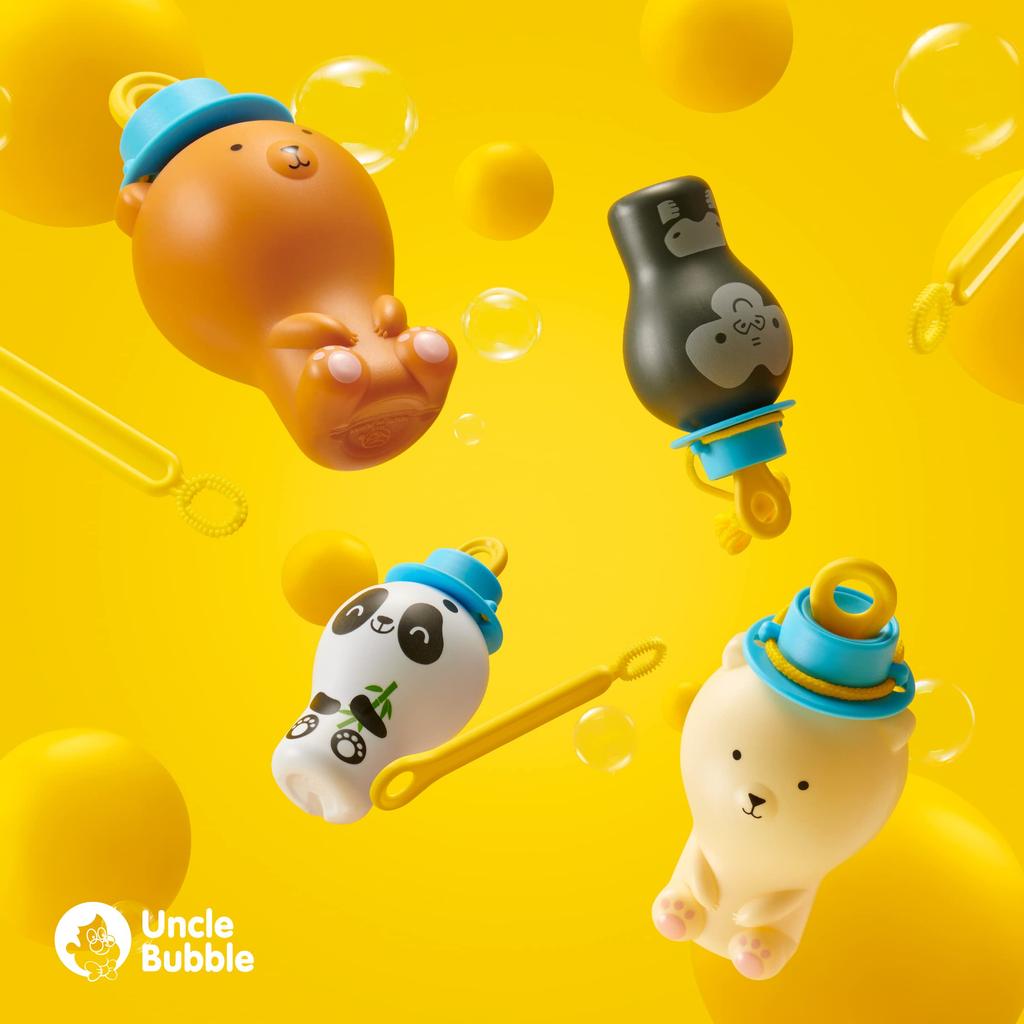 Uncle Bubble Fun Spill-Proof Container, Bubble Liquid & Wand Set (Brown Bear) - Includes specially made bubble liquid. Spill-proof bubble liquid.