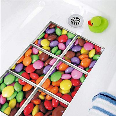 6PCS Rainbow Candy Bathtub Sticker Non-slip Waterproof 3D Effect Self-adhesive Bathroom Decal PVC Removable Decorative Mural