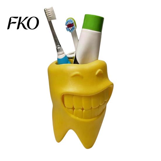 Bathroom Accessory 3D Printed Toothbrush Holder, Artistic Tooth Model Stable Base Minimalist Holder Smiling Stand, Desktop Display Stand for