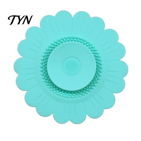 Insect Proof Drain Guard Sunflower Silicone Floor Mat, Bionic Petal Design Anti-Clog Sink Bathroom Strainer Hair Filter, Odor-Proof Drainage Protector
