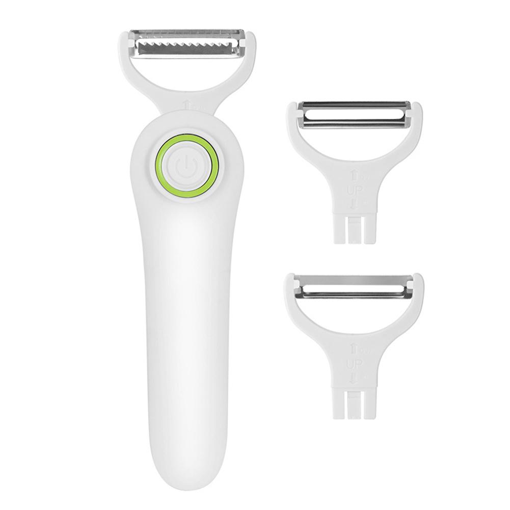 

Fruit Vegetables Peeler with 3 Cutter Heads Skin Scraper USB Rechargeable Stainless Steel Safety Lightweight Home Kitchen Tool