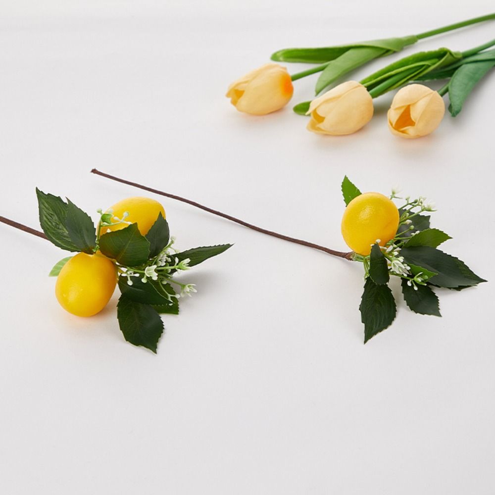 

DIY Artificial Lemon Branches Lifelike Faux Yellow Lemons Lemon Napkin Ring Wedding Party Supplies