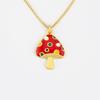 Nidin Cute Colorful Enamel Spotted Mushroom Pendant Cartoon Red/Pink Charm Necklaces For Women Girls Friendship Jewelry Gifts