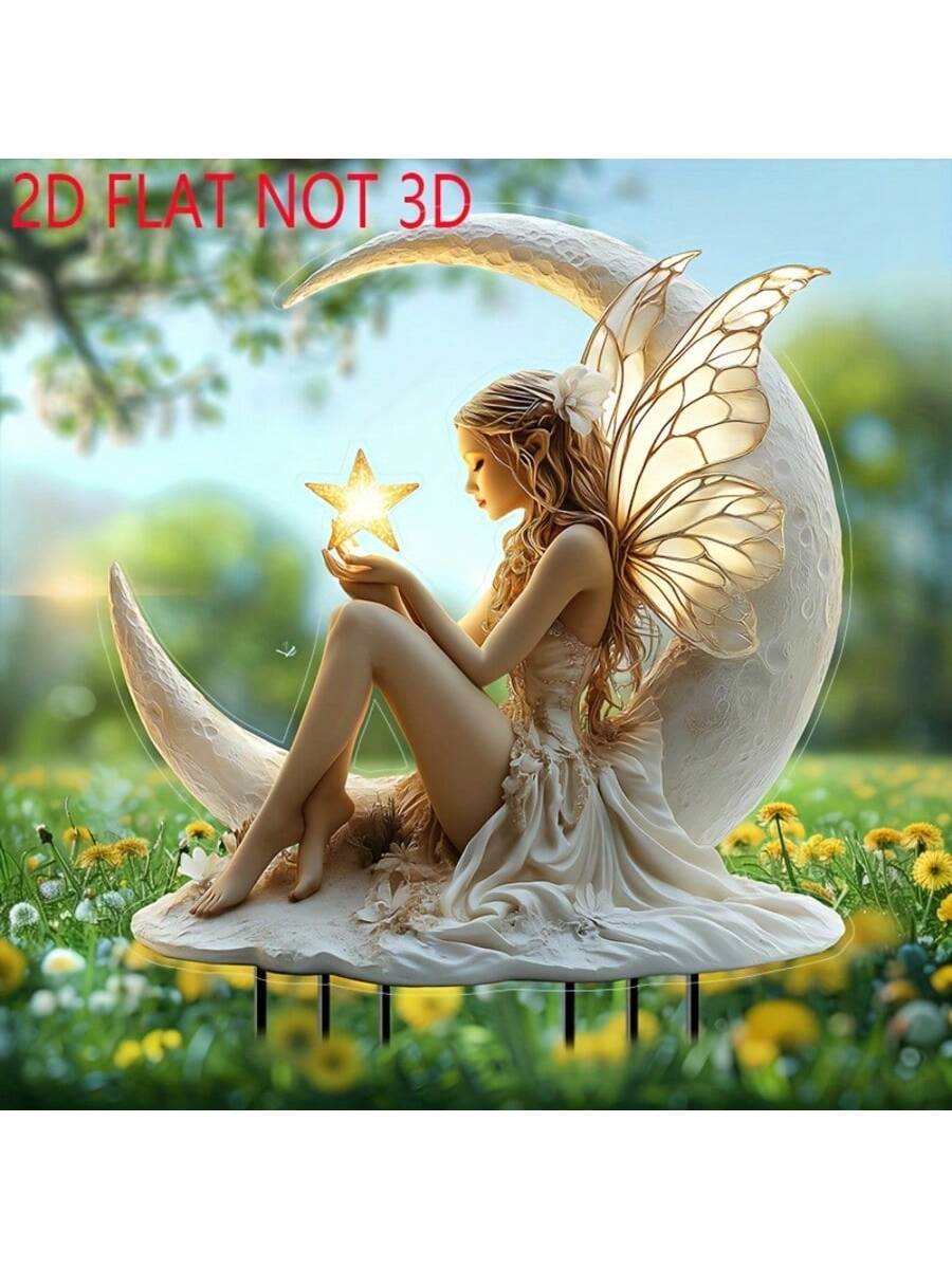 

1 шт. Вставка для карточки «Звезда Луна Фея Сад», подходит для украшения газона, подходит для различных праздничных подарков.