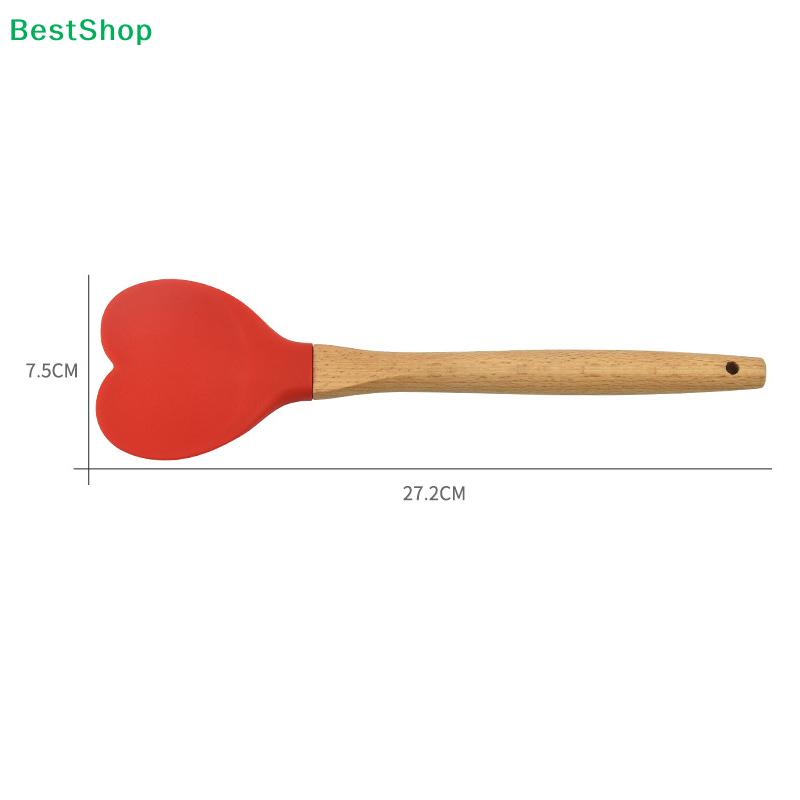 Love Silicone Spatula Heart-Shaped Wooden Handle Baking Spatulas Kitchen Utensils Making Cake Baking Tool