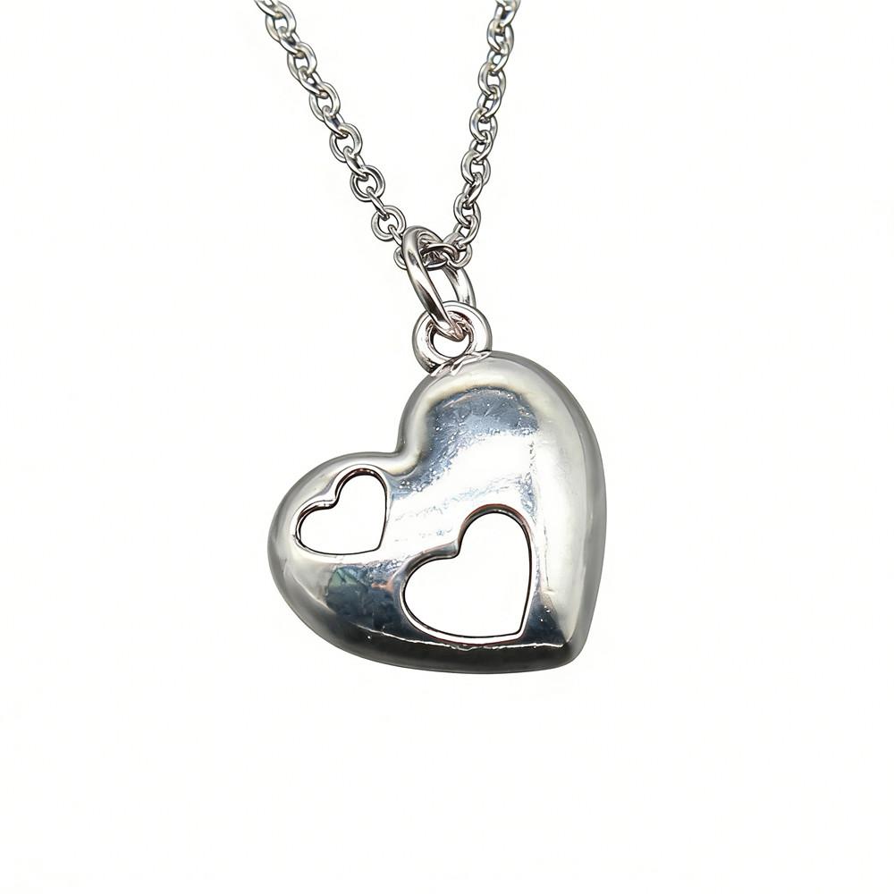 Ornate Angel With Heart Pendant Necklace Spiritual Faith Jewelry 40cm Short Chain