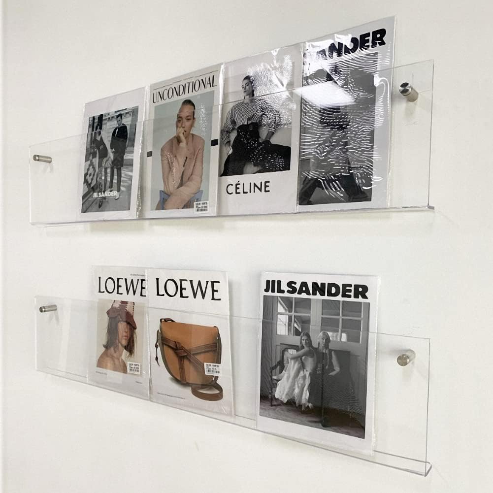 PonyLes Magazine INS Nordic Transparent Magazine Wall Wall Brochure Wall-Mounted Rack, Style, Design, Acrylic, Rack, Shelf, Bookshelf, Storage, Stand,
