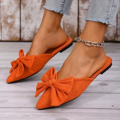 Damen Baotou Slipper Frühling Neu Spitzschuh Flacher Ausschnitt Schmetterling Wildleder Weiche Sohle Rutschfest Abriebfest Flache Schuhe