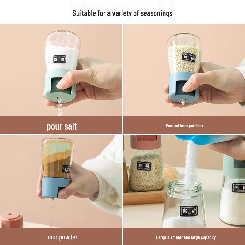 Press-Type Salt Control & Seasoning Jar - Moisture-Proof, Sealed Kitchen Spice Bottle