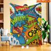 1pc Manga-Themed Explosion Sound Effect Blanket - Comic Print Bedspread Suitable for All Seasons, Soft Machine-Washable Polyester Throw for &, Cozy Gi