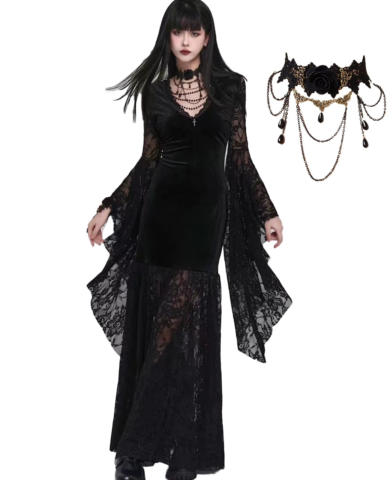 

Готическое Хэллоуинское мероприятие Размер D L [KALAOK] Платье, Костюм, Ведьма, Невеста, Концерт, Сольный концерт, Костюм,