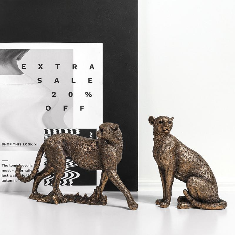 Europäische Vintage Panther Statue Tierfigur Leopard Jaguar Skulptur Haus Wohnzimmer Büro Dekoration Geschenk