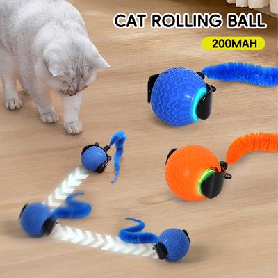 Jouets interactifs pour chats, balle roulante automatique, fausse queue, jouets électriques pour chats, jouets rechargeables et automoteurs pour chatons