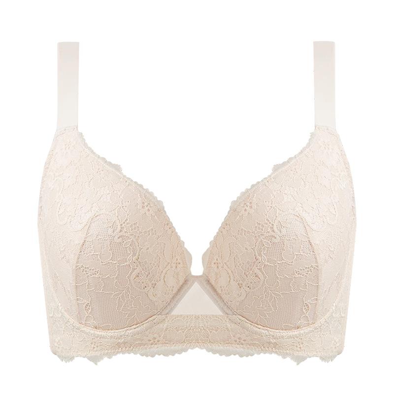 New large-size underwear, women's fat mm, large cup soft steel ring, upper support to gather bra adjustment type, closed sub-breasts thin