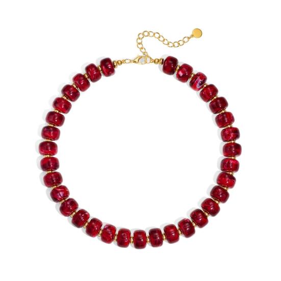 Klobiger Bunter Perlen-Choker Harzperlen-Halskette Boho Urlaubs-Halskette für Damen Tägliches Tragen Sommer Strandurlaub Schmuck