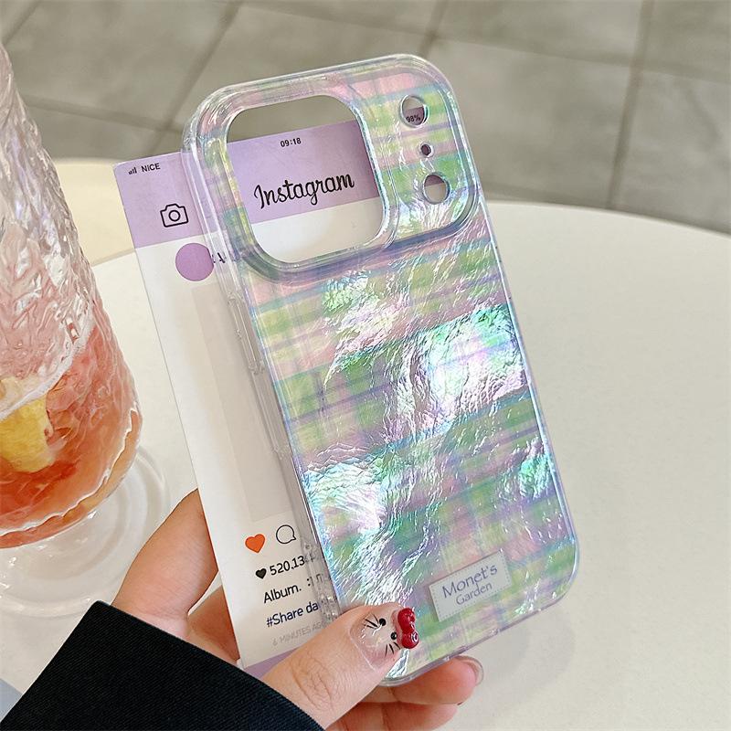 

High-End Tin Foil Texture Plaid Phone Case for iPhone 17 Pro Max / 16 Pro / 15 Pro iPhone 17