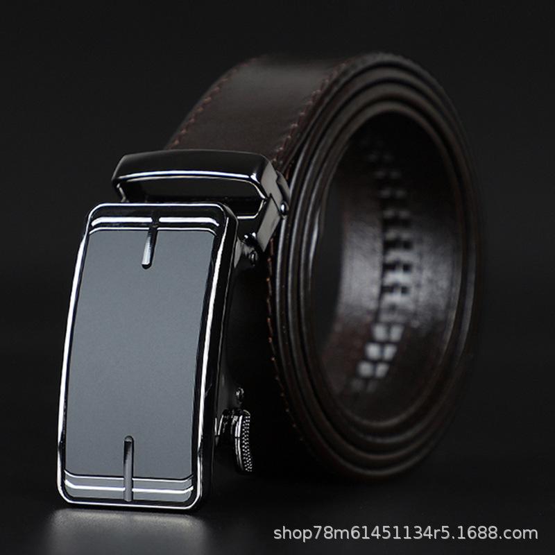 

Мужской кожаный модный простой автоматический пряжка деловой ремень высокого класса первый слой коровьей кожи высокого класса ремень Extended model can be customized