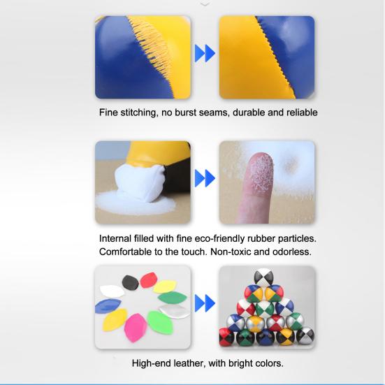 PU Leather Juggling Balls Multi-Color Contrasting Design Rebound Ball Professional Smooth Grip Beginner Practice Balls for Stress Relief Office and