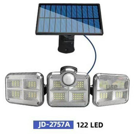 Lámpara de Pared Solar Giratoria de Triple Cabezal 138LED con Sensor de Movimiento para Iluminación Exterior, Jardín, Garaje y Calle