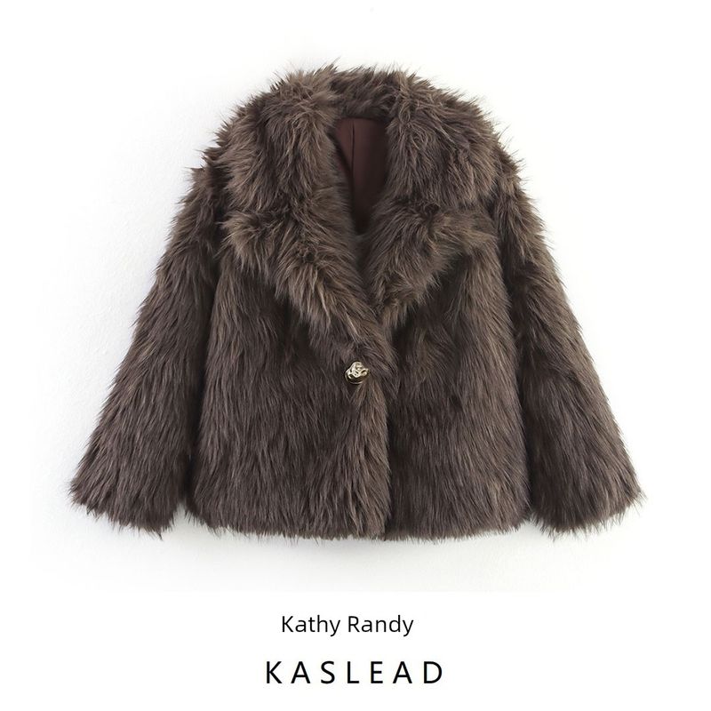 Kaslead New Women clothes Western Style Fashion Simple and Versatile Thickened Artificial Fur Outerwear