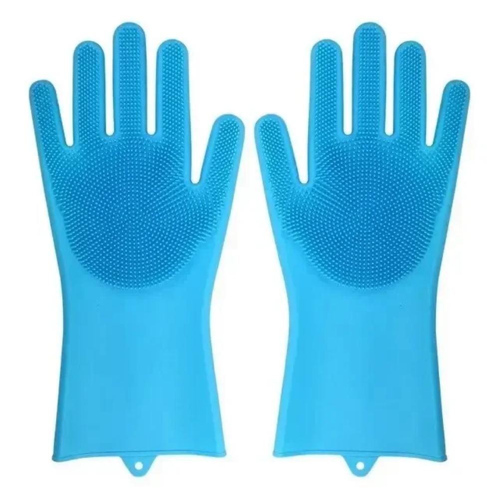 Dishwashing Cleaning Gloves Magic Silicone Rubber Dish Washing Gloves for Household Sponge Scrubber Kitchen Cleaning Tools