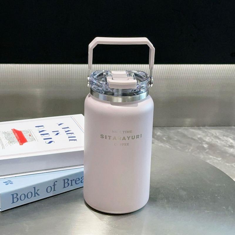 1200/1500ml Thermos Cup Stainless Steel Vacuum Flask Cold&Hot Cup with Handle Straw Cup Thermal Travel Mug Coffee Insulated Cup