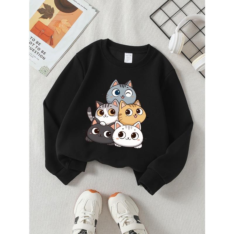 Kids Sweatshirt Casual Sweatshirt Printed Round Neck Pullover, Featuring Animal Prints, Autumn and Winter ,Comfortable Warm Fashion Printed Top