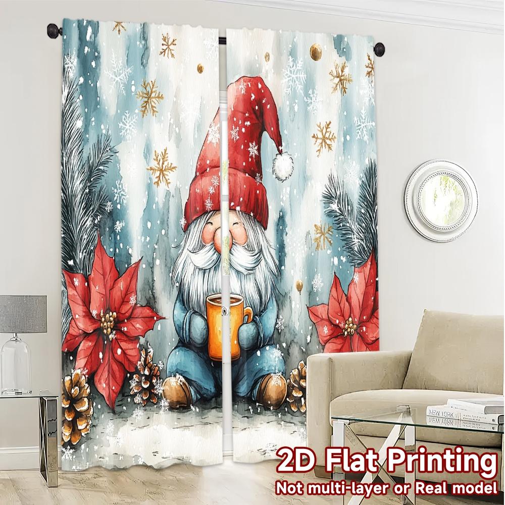 2pcs,Curtains Cute Gnome Winter Holiday Watercolor (3) Contemporary Modern Curtains Polyester Curtains Outdoor Decorations for