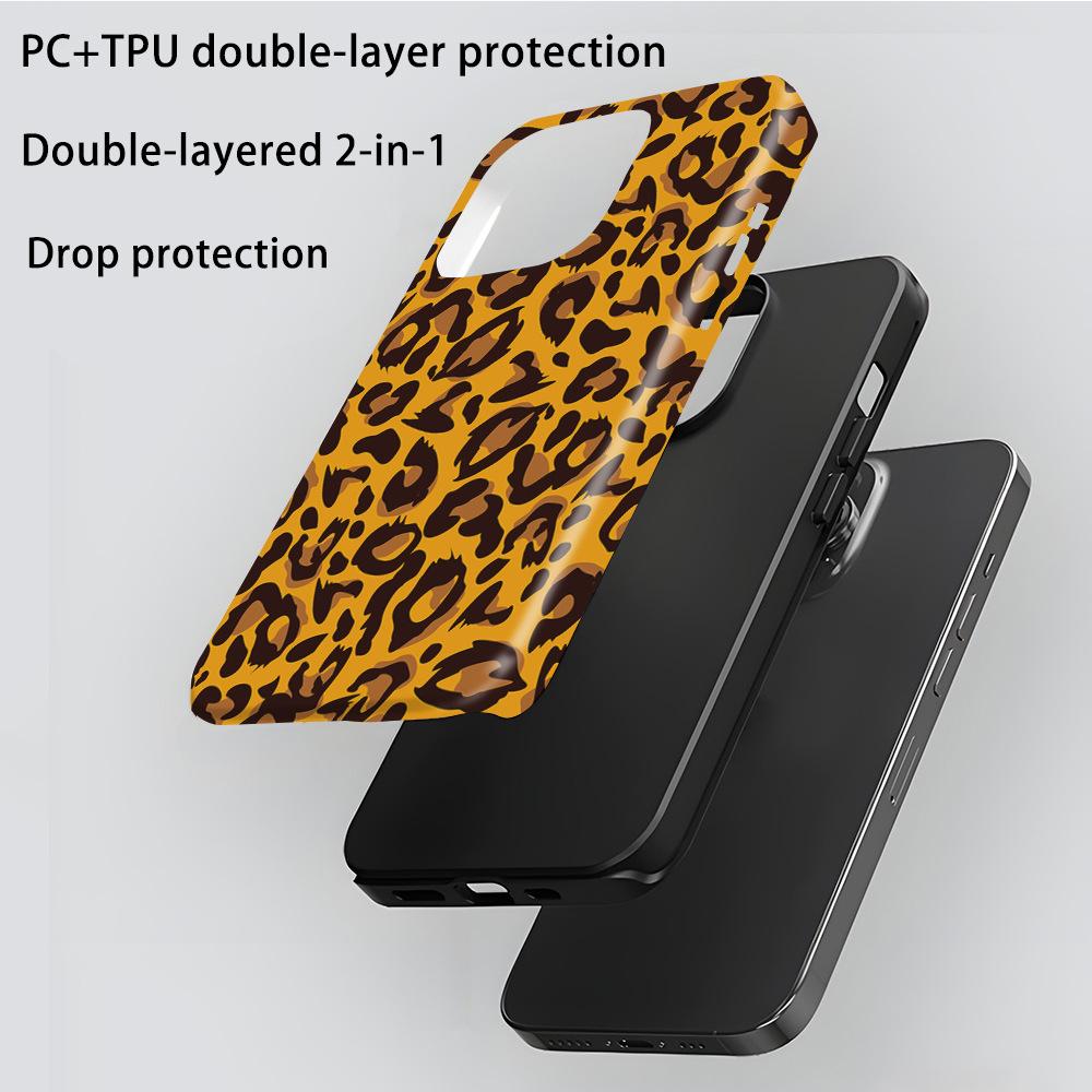 Popular classic yellow-brown leopard print mobile phone case iPhone16 personalized Spice Girl wind magnetic film case Apple 17