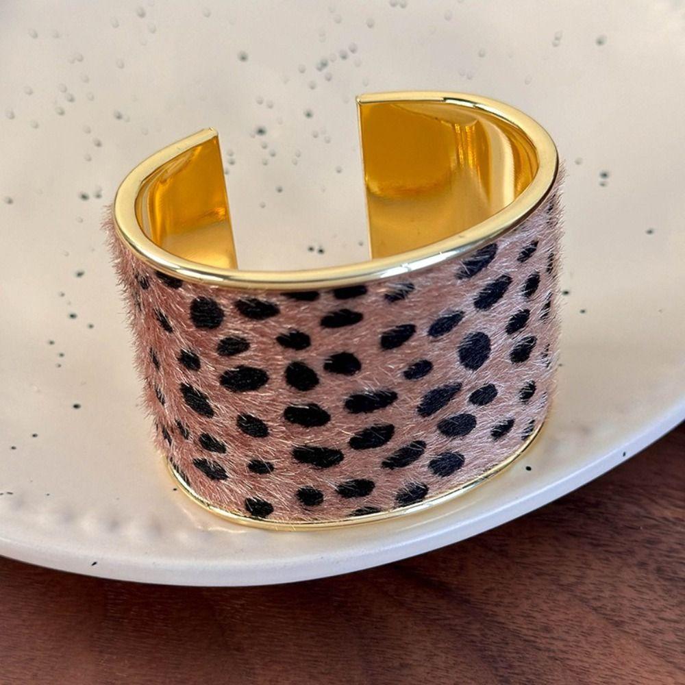 Metal Wide Bangle Leopard Print Bangles Alloy Jewelry Wide Cuff Bracelets  American Style