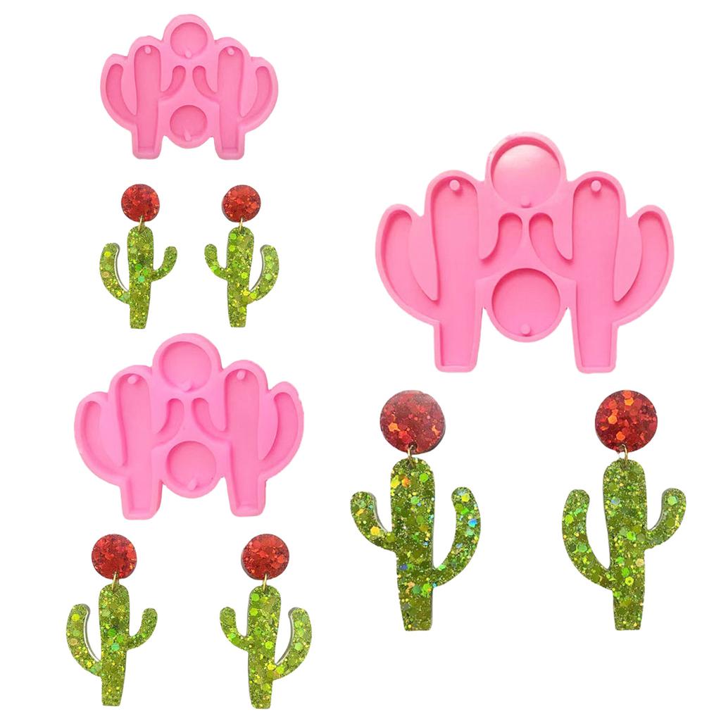 Handmade Cactus Silicone Mold  Crystal Earring Pendant Mould Hangings Keychain Molds Epoxy Resin Jewelry Making Tool