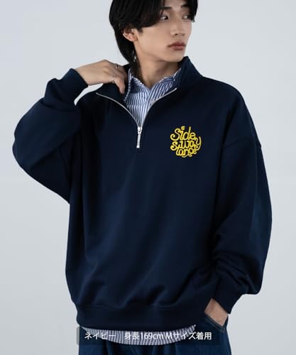 [IMPROVES] [SIDEWAYSTANCE] Embroidered Logo Fleece Half-Zip Sweatshirt