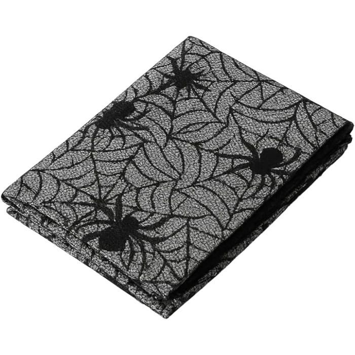 

Large Halloween Tablecloth Black Polyester Fabric Spiderweb Pattern 248 x 114 cm Decoration