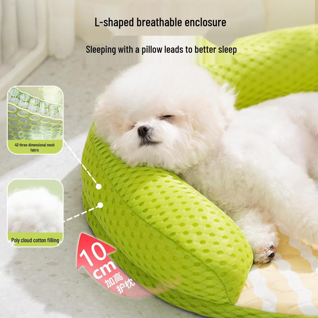 L-shaped Cooling Quilted Dog and Cat Mat with Backrest for All Seasons