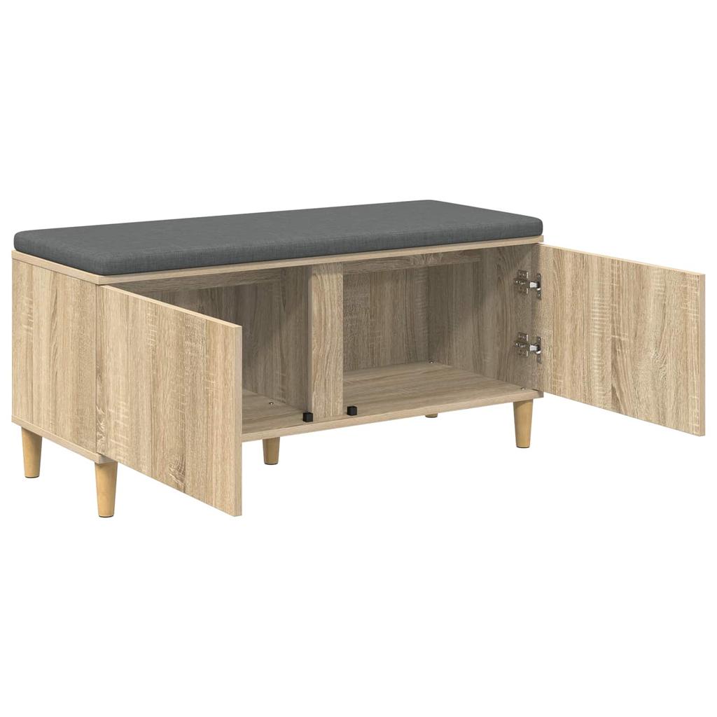 Hallway Bench with Cushion and Storage Sonoma Oak Finish 100 x 38 x 46 cm