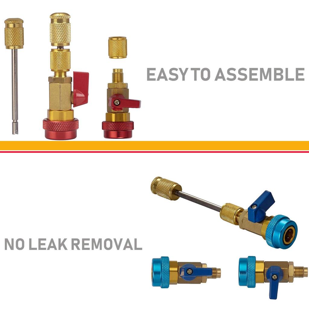R134A R1234YF Automotive Air Condithoning Valve Core Installer Remover Kit for High Low Pressure Repair Tool