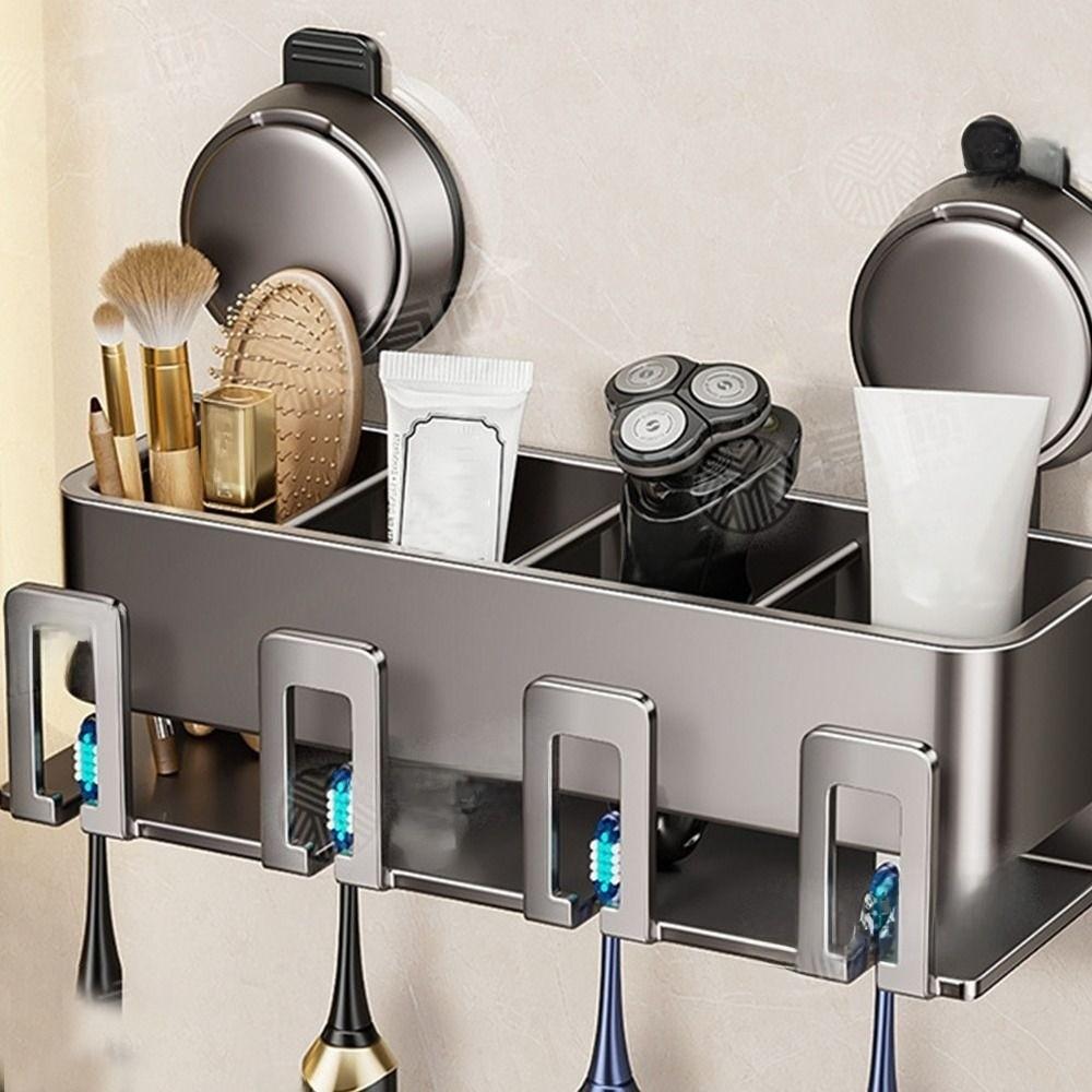 Wall-mounted Bathroom Toothpaste Rack Toothbrush Cup Holder  Bathroom Household Shelf Accessories