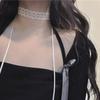 Sweet Cool Girl White Lace Choker Bow Collarbone Chain Double Layer Pure Lust Sweet Collar Female