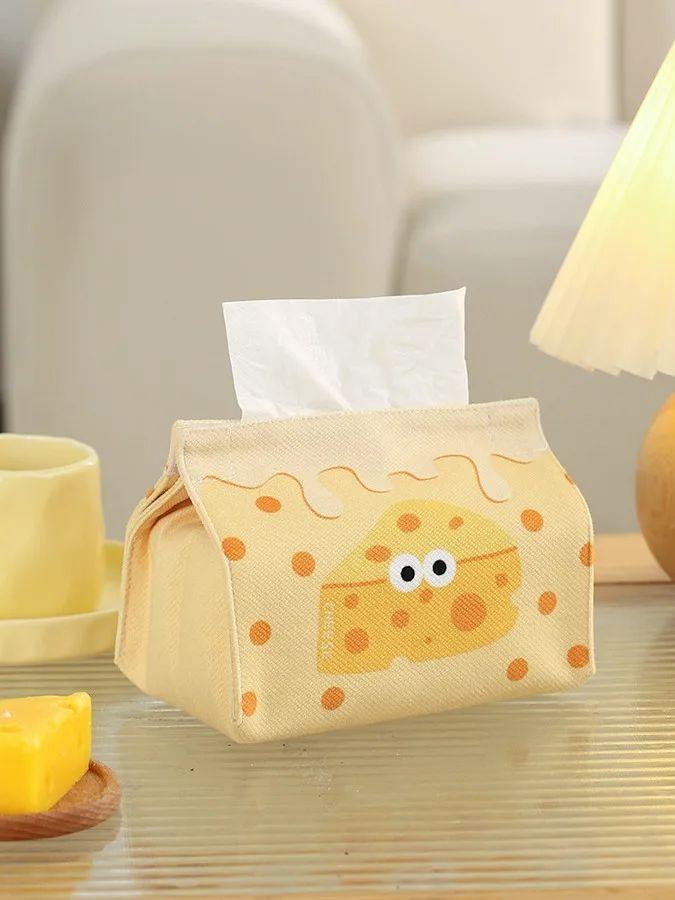 

Cheese Cartoon Tissue Box New Multi-purpose Fabric Drawer Paper Box for Living Room Cute Simple Desktop Tissue Holder Organizer