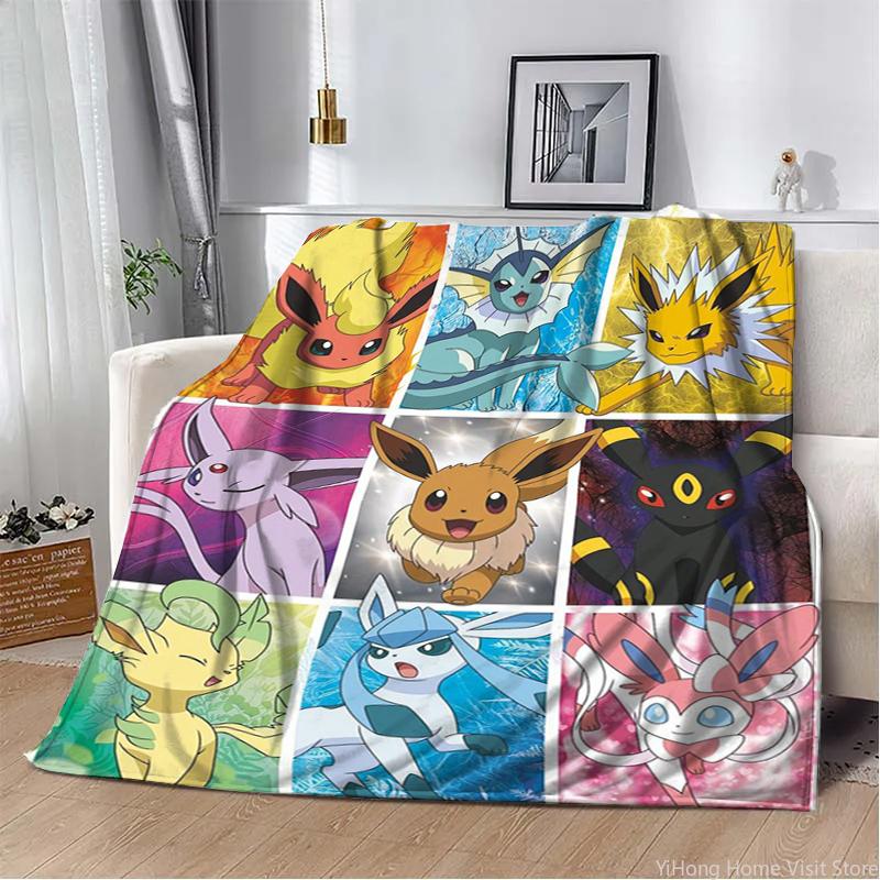 3D Printing Pokemon Anime Cute Cartoon Blanket Fluffy Children and Adults Sofa Plush Bedspread Throw Lunch Blanket for Sofa Bed