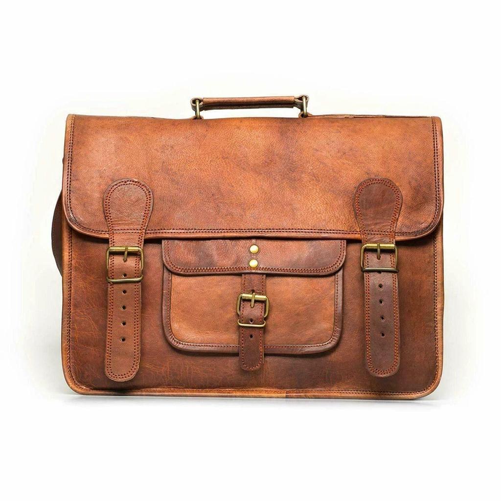 Men's Genuine Vintage Brown Leather Messenger Bag Shoulder Laptop Bag Briefcase
