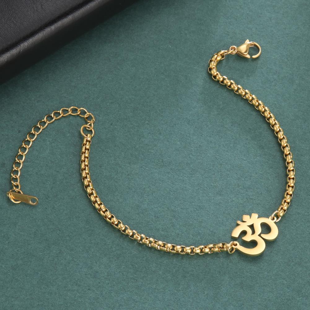 Dawapara Aum Om Ohm Sanskrit Symbol Anklets Bracelet Hindu Yoga Ankle Chain Bracelets Stainless Steel Spiritual Jewelry