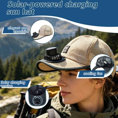Yousheng Baseball Cap Breathable Mesh Sun Hat with USB Charging Solar Power Detachable Safe Fan Cover Adjustable Summer Cooling Hat