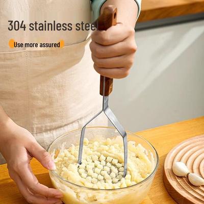 304 Stainless Steel Potato Masher with Rosewood Handle